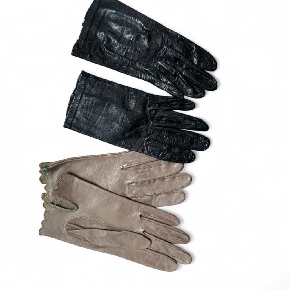 2 pair of‎ vintage girls leather gloves size 5/6 (acc1)